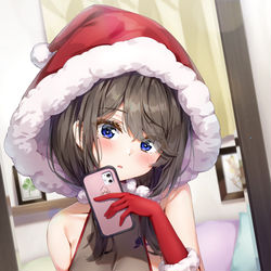 This is a pixiv picture whose title is サンタビキニおさげちゃん.