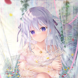 This is a pixiv picture whose title is 「一緒にお風呂に入りませんか？」.