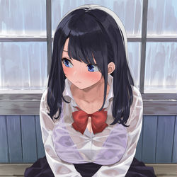 This is a pixiv picture whose title is 雨のなか待つ女の子＆お尻の跡（2枚）.