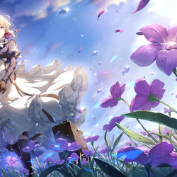 This is a pixiv picture whose title is ヴァイオレットエヴァーガーデン　-朝露-.