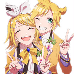 This is a pixiv picture whose title is 鏡音14誕おめでとう！.