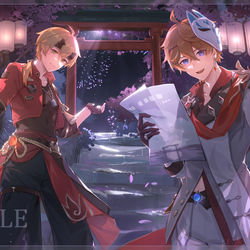This is a pixiv picture whose title is 【原神】公子和托马.
