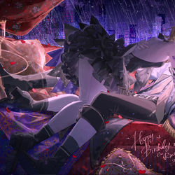 This is a pixiv picture whose title is 右肩の蝶.