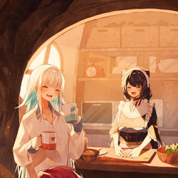 This is a pixiv picture whose title is 暖かな朝.