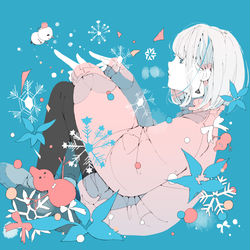 This is a pixiv picture whose title is 冬の白ボブの魔法使い。.