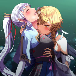 This is a pixiv picture whose title is 【Skeb】蛍×神里綾華（原神）.