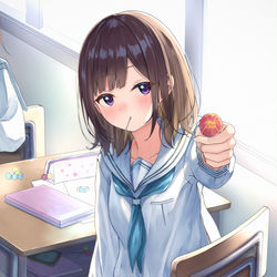This is a pixiv picture whose title is 「飴ちゃん食べる？おいしいよ」.