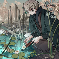 This is a pixiv picture whose title is ヒツジグサ.