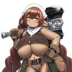 This is a pixiv picture whose title is ちょっと大きめの街によくいるどこにでもいるタイプの獣人の鍛冶屋.