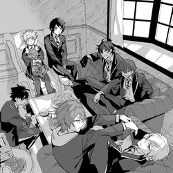 This is a pixiv picture whose title is グリムと七人の貧乏監督生の白菜鍋.