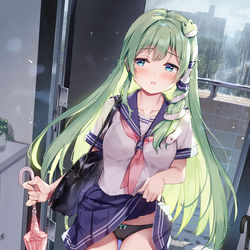 This is a pixiv picture whose title is ちゃんと黒…はいてきました…….