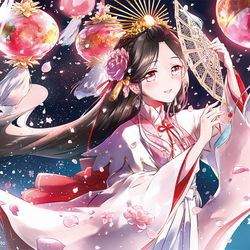 This is a pixiv picture whose title is 宵花の舞.