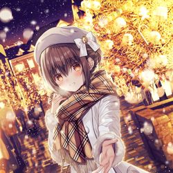 This is a pixiv picture whose title is 寒いから…手繋いであるこっか.