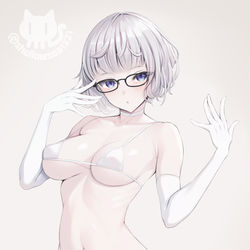 This is a pixiv picture whose title is ジャック・ド・モレー×白ビキニ.