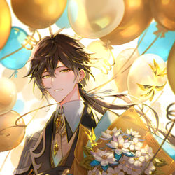 This is a pixiv picture whose title is 鍾離生誕祭2021.