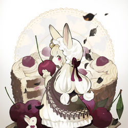 This is a pixiv picture whose title is 黒い森ケーキのうさぎ.