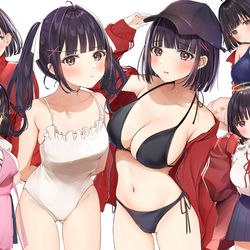 This is a pixiv picture whose title is 2021 黒髪ボブちゃんまとめ.