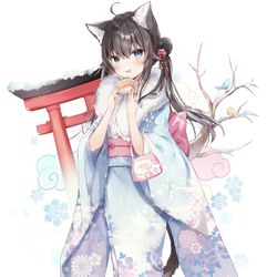 This is a pixiv picture whose title is 猫年.