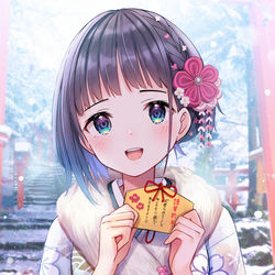 This is a pixiv picture whose title is 晴れ着の佐古さん.
