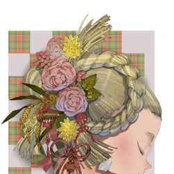 This is a pixiv picture whose title is お正月飾りの髪.