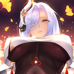 This is a pixiv picture whose title is 申鶴 :D.