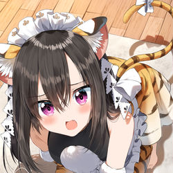 This is a pixiv picture whose title is 寅コスのネコメイドさん.