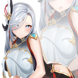 This is a pixiv picture whose title is 🦢Shenhe🦢.
