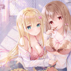 This is a pixiv picture whose title is 屋上のヒミツ.