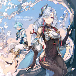 This is a pixiv picture whose title is 申鶴さんと重雲くん.