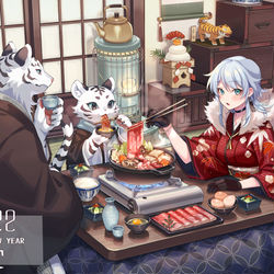 This is a pixiv picture whose title is すき焼き.
