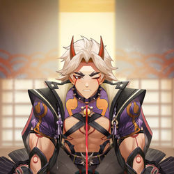This is a pixiv picture whose title is 荒泷一斗X五郎——谁才是狗狗.