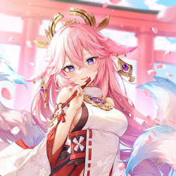 This is a pixiv picture whose title is 八重神子🌸.