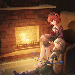 This is a pixiv picture whose title is 怕冷的姐妹二人.