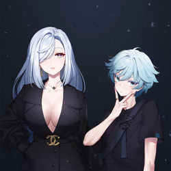 This is a pixiv picture whose title is 重雲と申鶴.
