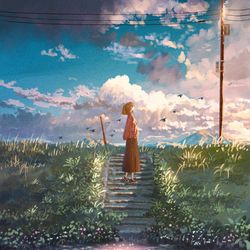 This is a pixiv picture whose title is 「迎え」.