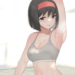 This is a pixiv picture whose title is 食いすぎたのでジムに通うエリカ様.