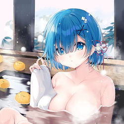 This is a pixiv picture whose title is レムと温泉～.