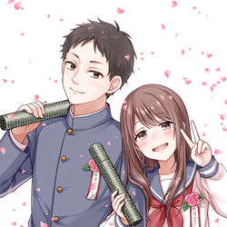 This is a pixiv picture whose title is とある彼女と彼の話新刊の表紙用イラスト.