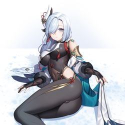 This is a pixiv picture whose title is 申鶴.