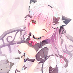 This is a pixiv picture whose title is 猫耳メイドちゃん.