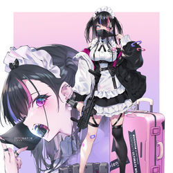 This is a pixiv picture whose title is 地雷系のメイドちゃん(19歳/大学生).