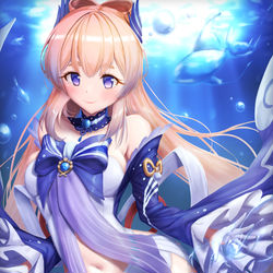 This is a pixiv picture whose title is 「～珊瑚宮心海～」.