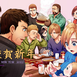 This is a pixiv picture whose title is 明けましておめでとうございます絵です赤ちゃんはローズです.