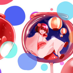 This is a pixiv picture whose title is りんご飴.