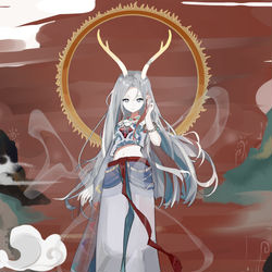 This is a pixiv picture whose title is 九色鹿.