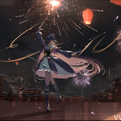 This is a pixiv picture whose title is 原神】2022年云堇同人贺图.