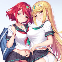 This is a pixiv picture whose title is ホムラ/ヒカリ (Pyra/Mythra).