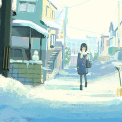 This is a pixiv picture whose title is 雪道.