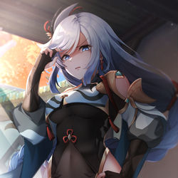 This is a pixiv picture whose title is 申鶴.