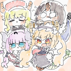 This is a pixiv picture whose title is 코바야시-메이드래곤 백야극광 콜라보~~.